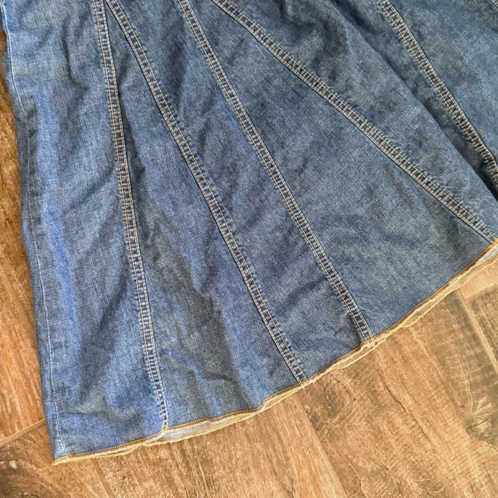 GAP Y2K Womens Denim Paneled Contrast Stitch Flared A-Line Skirt,Medium Wash, 8 - Picture 4 of 7